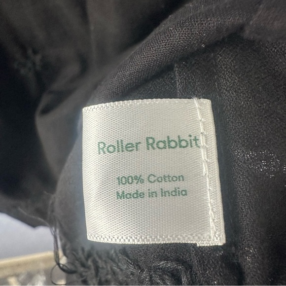 Roller Rabbit Faith Embroidered Cotton Black Dress Size XL Cap Sleeves - Picture 5 of 8